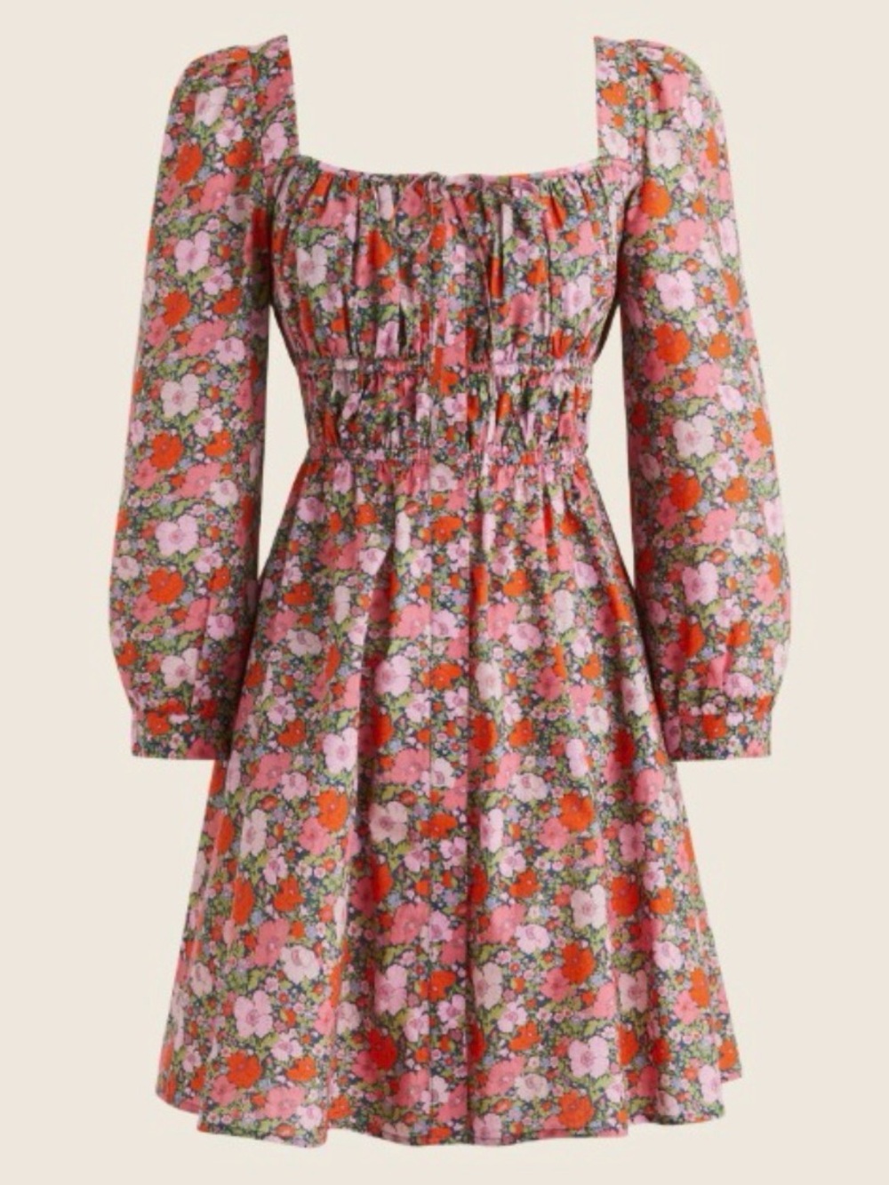 NWOT J Crew Puff Sleeve Organic Cotton Dress 10 Floral Liberty Fabric Cinched.